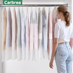12 Pack Garment Bags for Hanging Clothes - Translucent Dress Bag for Closet Wardrobe Storage Travel - 24" x 49"