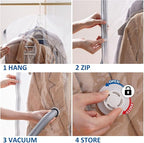 Hanging Vacuum Storage Bags, 3 Pack Large Hanging Vacuum Seal Bags for Clothing, Space Saver for Clothes, Jackets, Closet Organizer for Moving Supplies(53.1x27.6 in)