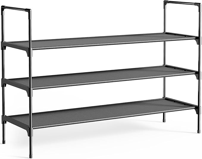Kitsure Shoe Rack - 3-Tier Shoe Organizer, Shoe Rack for Closet, Entryway, Bedroom, Easy- Assembly Storage Shelf with Side Handles, 36.2" Wide - 3 Tiers, Black