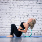 Yoga Wheel with Beginners Guide & Yoga Strap - Back Pain and Tension Relief. Comfy Roller for Stretching, Increase Flexibility. Home Exercise Kit. Ideal for Women Yogis. Improve your Posture.
