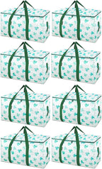 BALEINE 8-Pack Oversized Moving Bags with Reinforced Handles, Heavy-Duty Storage Tote for Clothes, Moving Supplies (Clover, 8-Pack)