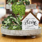 Rustic Home Decor, Bless This Home and All Who Enter House Shaped Wood Family Sign, Farmhouse Living Room Decor