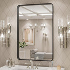 LOAAO 20X28 Inch Black Metal Framed Bathroom Mirror for Wall, Matte Black Bathroom Vanity Mirror Farmhouse, Anti-Rust, Hangs Horizontally or Vertically