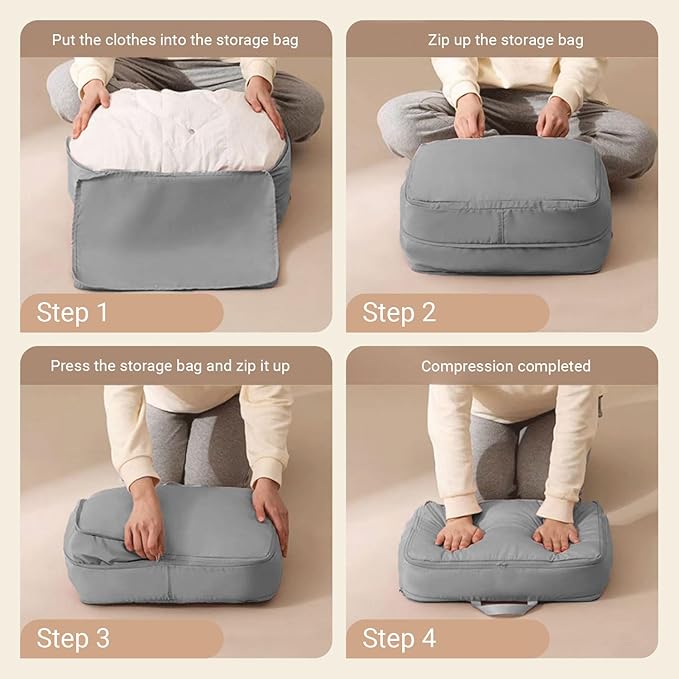 1 PCS XL Ultra Space Saving Self Compression Organizer space saver bags Space Saving bags for storage clothes, blankets, Comforters, Bedding Sets (Gray, 21.3 x 23.6 x 16.5 inches)