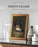 VIYYIEA Vintage Gold Framed Wall Art for Living Room,【Wizard Frog】-(16L x 12W)