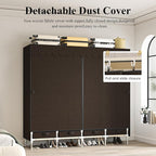 Portable Wardrobe with 4 Drawers, 4 Hanging Rods - 67" Tall Sweater Organizer, Sturdy Easy Temporary Bedroom Wardrobe Organizer, Brown