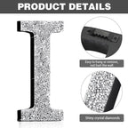 Qunclay 5.7" Silver Crystal Diamond Bling Letters Crushed Diamond Decoration Wooden Glitter Letter with Screw and Hooks Rhinestone Gift for Wedding Y2k Mcbling Bedroom Wall Decor (Letter I)