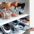 Shoe Slots Organizer, 12PCS Adjustable Double Layer Stack Shoe Rack, 50% Space-Saving Storage Rack Holder, Transparent