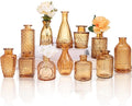 12 Pack Amber Gold Glass Bud Vase Set, Small Vintage Vases for Centerpieces, Decorative Flower Vases for Wedding Home Table Decor