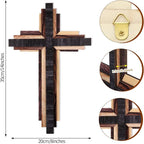 Jetec Christian Wooden Wall Cross,3D Multi-color Triple Stacked Reclaimed Decorative Worn Wooden Wall Cross for Home Religious Church Hanging Decoration(Classic Color)