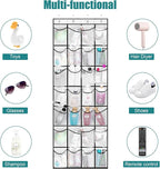 28Large Pockets Over The Door Shoe Organizer, Hanging Shoe Organizer for Closet, Premium Clear Shoe Rack for Door, Shoes Hanger Organizers Storage Holder for Back of Door and 4Metal Hook White