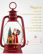12.6 Inch Large Christmas Snow Globes, Snow Globe Christmas with Santa, Glittering Snow Globe Lantern with Timer, Musical Christmas Snow Globe for Christmas Decor(Santa)