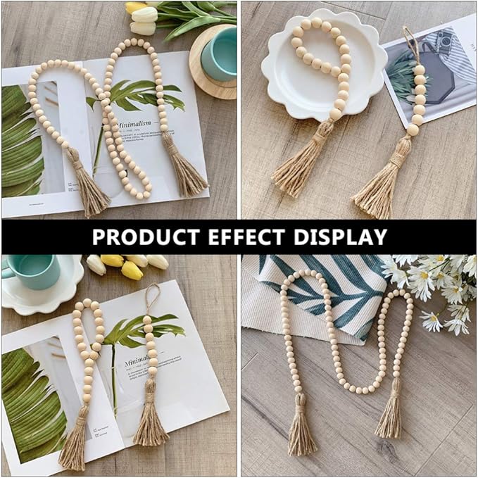 Home Decoration Bead Tassel String Wooden Beads Tassels Wall Hanging Decor Garland