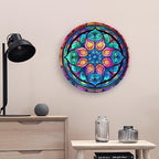 Decorative Plates, Abstract Iridescence Floral Stained Glass Design Display Plate for Home Office Kitchen Table Decor Porcelain Plates 10 Inch, Gifts for Family Friends