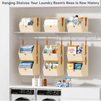 DIMJ Hanging Closet Organizer - 4 Tier Collapsible Hanging Shelves with Hooks Zipper, Fabric Clothes Organizer, Space-Saving Storage Bin Basket for RV, Bedroom, Laundry Organization