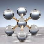 5.5 inch Transparent Golden Crystal Ball, Modern Western House Decorations Aesthetic, Gold Table Decor for Living Room, Office, Bookshelves, Bedroom, Coffee Table and More, Great Gift Ideas