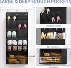 FENTEC 1 Pack Over-the-Door-Shoe-Organizers, Hanging Shoe Organizer with Large Pocket Shoe Holder Hanging Shoe Rack for Closet Shoe Organizer for Wall, Over Door Organizer with 15 Pockets Black