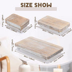 Maitys 3 Pcs Wooden Risers for Display Pedestal Stand Wooden for Decor Farmhouse Vintage Rustic Stackable Kitchen Stand Tray Riser, 3 Sizes(12 x 6.7, 8 x 4.7, 4 x 2.8 in,White)