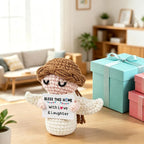House Warming Gifts New Home -Bless This Home with Love and Laughter- New Home Gift Ideas for New Homeowner, New House Gifts for Women Men Couple Neighbor Friend Family,Handmade Angel Crochet Doll