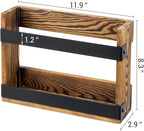 MyGift Set of 2 Rustic Burnt Wood and Matte Black Metal Wall-Mount Magazine Racks – Industrial Style Display Holders for Mail, Books, and Documents