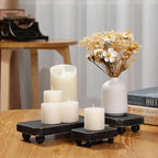 Maitys 3 Pcs Wooden Risers for Display Pedestal Stand Wooden for Decor Farmhouse Vintage Rustic Stackable Kitchen Stand Tray Riser, 3 Sizes(8 x 4.3, 6 x 3.5, 4 x 2.8 in,Black)