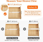 Lifewit 4 Pack 2.36" High Drawer Dividers 28-43.5cm/11-17" Adjustable Drawer Organizer for Clothes/Utensils, Expandable Drawer Separator in Dresser/Kitchen/Bedroom/Office Organization & Storage White