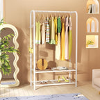 SINGAYE Clothing Racks Portable for Hanging Clothes Garment Rack Heavy Duty Clothes Rack Storage Coat Hanger Stand Portable Closet to Hang with Shelves Wardrobe Standing Organizer Drying White