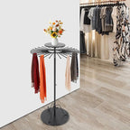 Scarf Display Stand, Commercial Hijab Organizer with 30 Rods, 360°Rotation Scarf Holder Display Rack Organizer for Boutique Retail Store, Apartment, Home Use (Black, 27.6'')