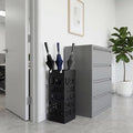 Square Metal Umbrella Holder, Square Free Standing Umbrella Rack Decorative Umbrella Holder Hollow Cutout Pattern Design for Umbrella Cane Entryway Home Office 19.49" X 6.1" X 6.1"(Black hollowed out)