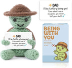 Valentines for Dad Birthday Gift, Handmade Crochet Mini Turtle, Emotional Support Animal Gift from Daughter Son, Funny Sea Turtle Desk Decor, Unique Retirement for Dad (3.74" X 2.56")