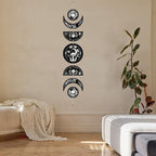 CREATCABIN 7Pcs Mushroom Tarot Moon Phase Hanging Moon Cycle Wall Decoration Wooden Half Round Pendant Ramadan Halloween Fall Home Ornament for Bedroom Farmhouse Gallery Apartment Bar 37.1x6.3in