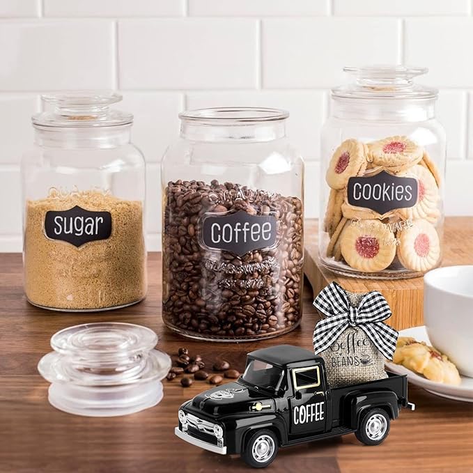 Hooqict Coffee Decor for Coffee Bar Metal Truck with Coffee Beans Burlap Sack for Farmhouse Kitchen Decor Coffee Station Home Coffee Bar Accessories Vintage Pickup Coffee Shop Decor