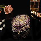 Hipiwe Vintage Oval Jewelry Storage Box Metal Trinket Organizer Purple Treasure Chest Box for Earring Necklace Ring Holder Gift for Women