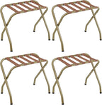 SONGMICS Luggage Rack, Pack of 4, Luggage Racks for Guest Room, Suitcase Stand, Steel Frame, Foldable, for Bedroom, Golden URLR064A04