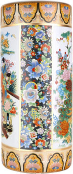 ORIENTAL Furniture Warehouse 18" Satsuma Style Painted Porcelain Umbrella Stand