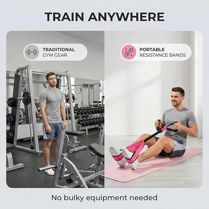 Pedal Resistance Band with Handles, Fabric Non-Slip Foot Pedals for Stable Home Workout, Low-Impact Full Body Exercise Band for Women, Stretching, Strength Training & Daily Mobility
