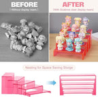 Goabroa Display Risers, 2 Sets 10 Pcs Perfume Stand Organizer, Rectangular Riser Shelves for Figures, Cupcake, perfume display, Wine Glass and Handbag display, Transparent Pink