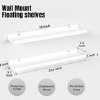 Boswillon 23.6 Inches Long Floating Shelves, 2 Set Modern White Wall Shelf for Bedroom, Nursery Book Shelf with Lip, Picture Ledge Shelf for Living Room, Bathroom, Kitchen