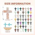 Nuenen 50 Pcs Cross Charm for Women Man Celebration Grad Decor Crystal Pocket Cross Necklace Natural Worry Stone Gift for Jewelry Making Craft Festival Decor(1.5 x 1.06 x 0.24 Inch,Lovely)