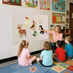 Lightomorrow Scalloped Bulletin Board, 40 x 30 Inches Felt Pin Board - Decorative Cork Alternative for Wall, Foldable Picture Self-Adhesive Vision Prayer Board with 20 Pushpins - Oatmeal