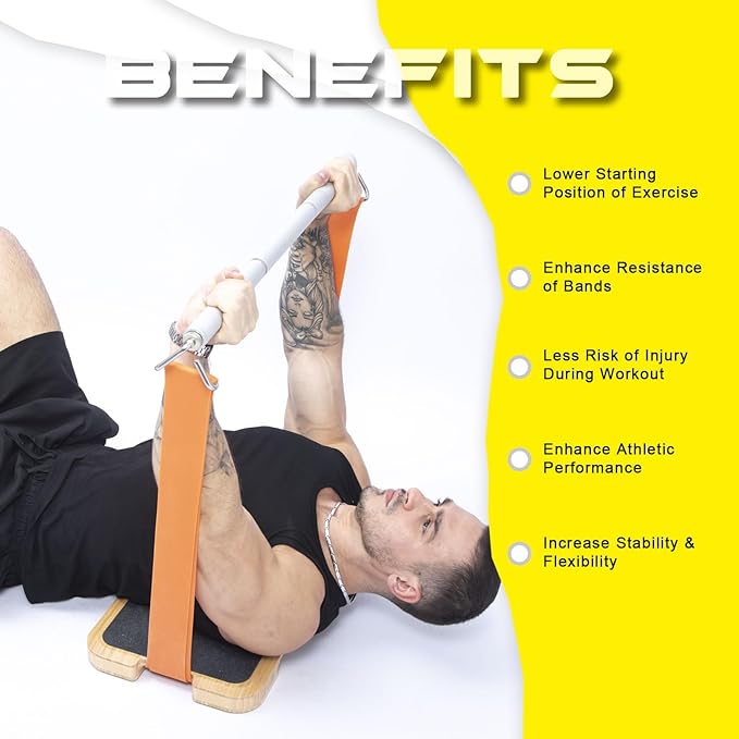 Resistance Band Workout Footplate - Wood Exercise Platform with Non-Slip Surface for Band Training, Stretching, and Full-Body Home Gym