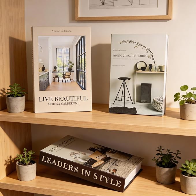 3 PCS Faux Decorative Books for Home Decor-Coffee Table Books Decor-Aesthetic Fake/Faux Books for Decoration,libros Decoration for Coffee Table, Shelf Accessories (3-monochromc Live Style Guide)