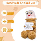 Handmade Crochet Emotional Support Plush with Inspirational Card, Funny Gifts for Friends, Family, and Coworkers, Office and Home Decoration(Brown P-2Pcs)
