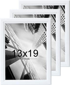 KTKDE 13x19 Picture Frame Set of 3, Wooden frames White, Vertical & Horizontal Wall Hanging for Wall Display,Studio Gallery Photo Frame for Photos, Posters & Art Prints