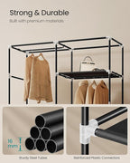 SONGMICS Portable Closet, Fabric Wardrobe, Clothes Rack with Shelves, Pockets, Large Capacity, 3 Hanging Rods, 50 x 17.7 x 70.9 Inches, Black URYG010BZ02