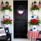 4th of July Wreath Patriotic Decorations Patriotic Wreaths for Front Door Hanging Sign Wooden 4th of July Decorations for Front Door Decorations Memorial Day Fourth of July Porch Wall Home Decor