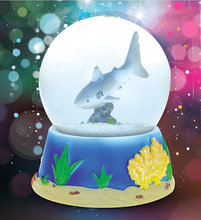 Puzzled Great White Shark Snow Globe - Elegant Sparkly Water Globe with Sparkling Glitter Inside The Animal Snow Globe Figure, Collectible Shark Decor Snow Globe Figurines for Birthdays, Christmas