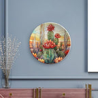 Cactus & Colorful Sky Stained Glass Design Decorative Plates Home Decor Ceramic Plates, Dinner Plates Display for Living Room, Kitchen, Hallway Console Side Table, Presents for Cactus Lover, 7 Inch