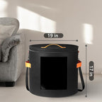 Oversized Hat Storage Box for Women & Men，19" D x 17" H Cowboy Hat Boxes with 1 Wood Hook Felt travel Round Hat Organizer Box with Dustproof Lid (Black)