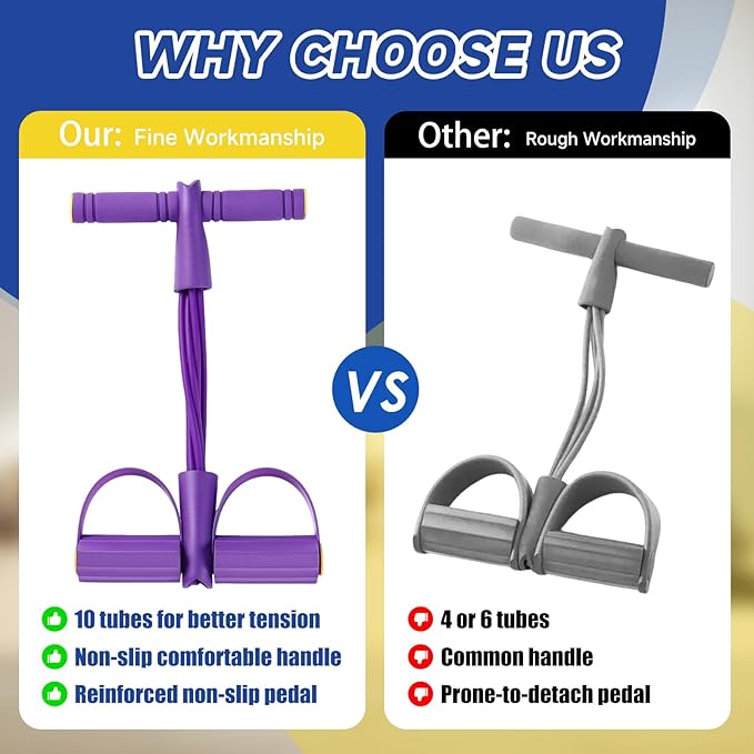 Pedal Resistance Bands with Handle, 8 tube/10 Tube Stretch Bands, Fitness Shaping Yoga Exercise Equipment, Natural Rubber Tension Rope, for Abdominal, Leg, Arm and Back Slimming Training